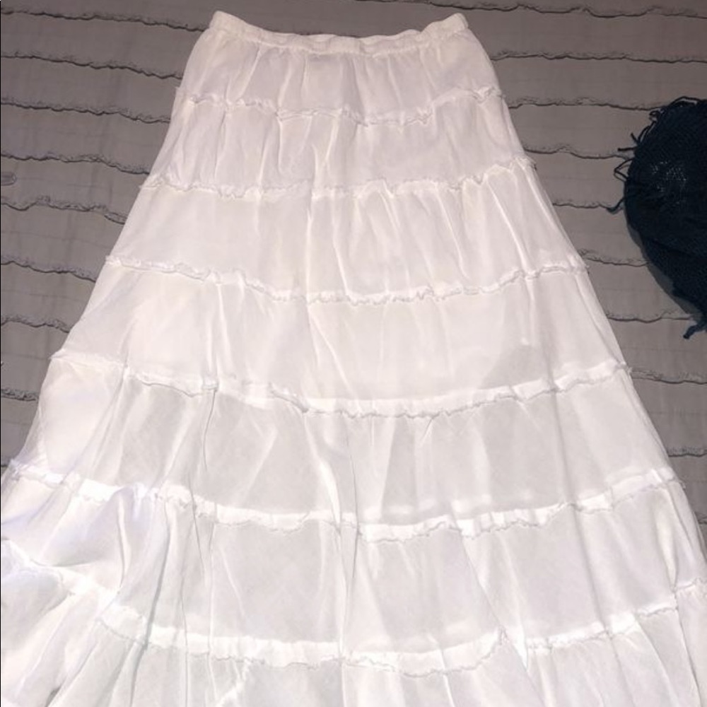 Flared Long Cotton Skirt with Tiers